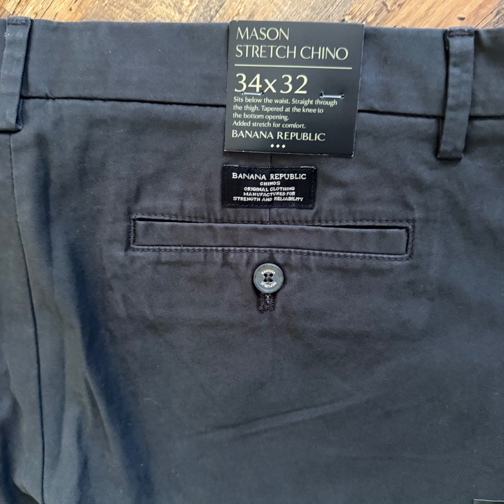 NEW Banana Republic Mason Stretch Chino Mens 34x32 Charcoal Gray Athletic Khaki - Picture 6 of 10